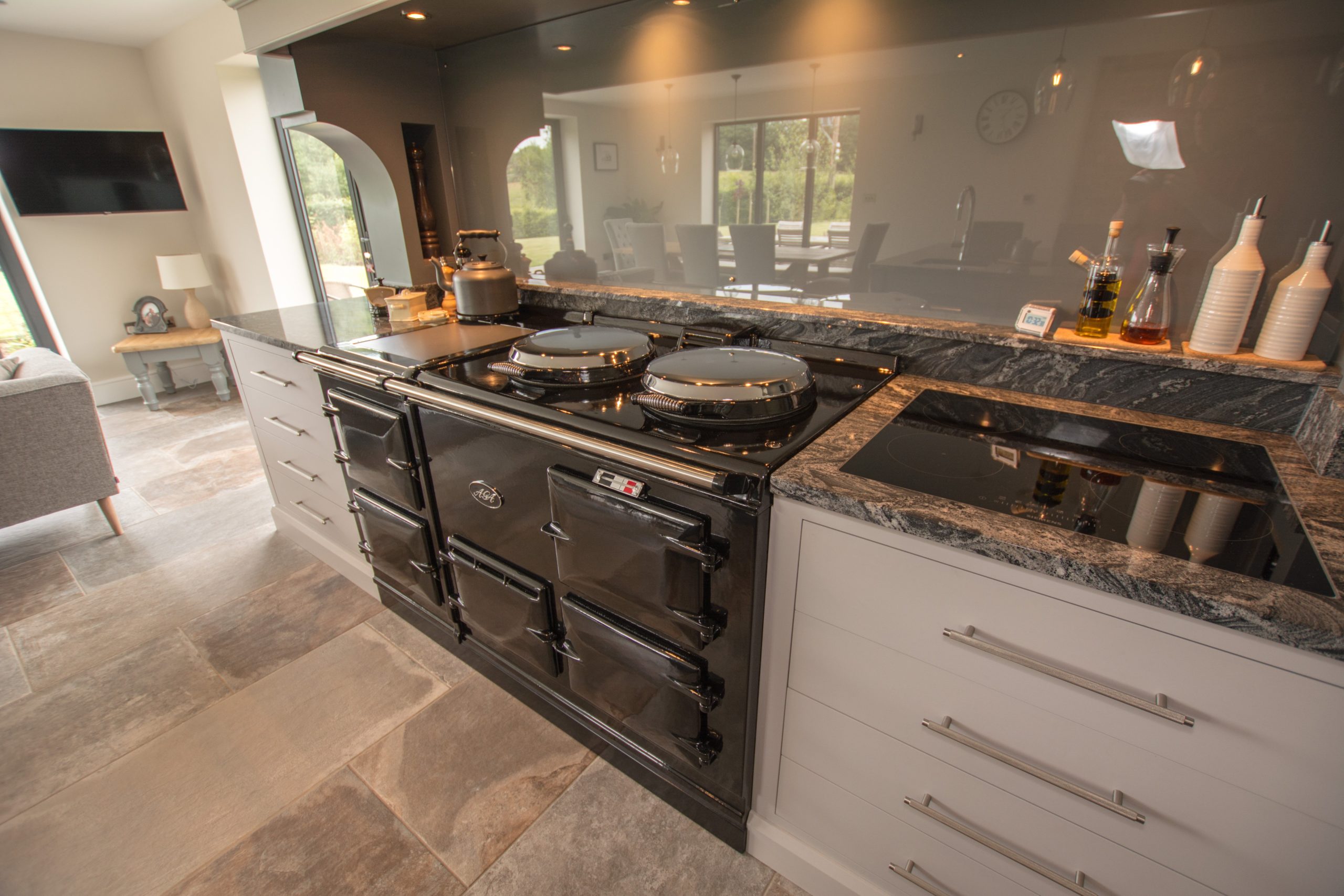 Handmade Oak feature on bespoke shaker style kitchen